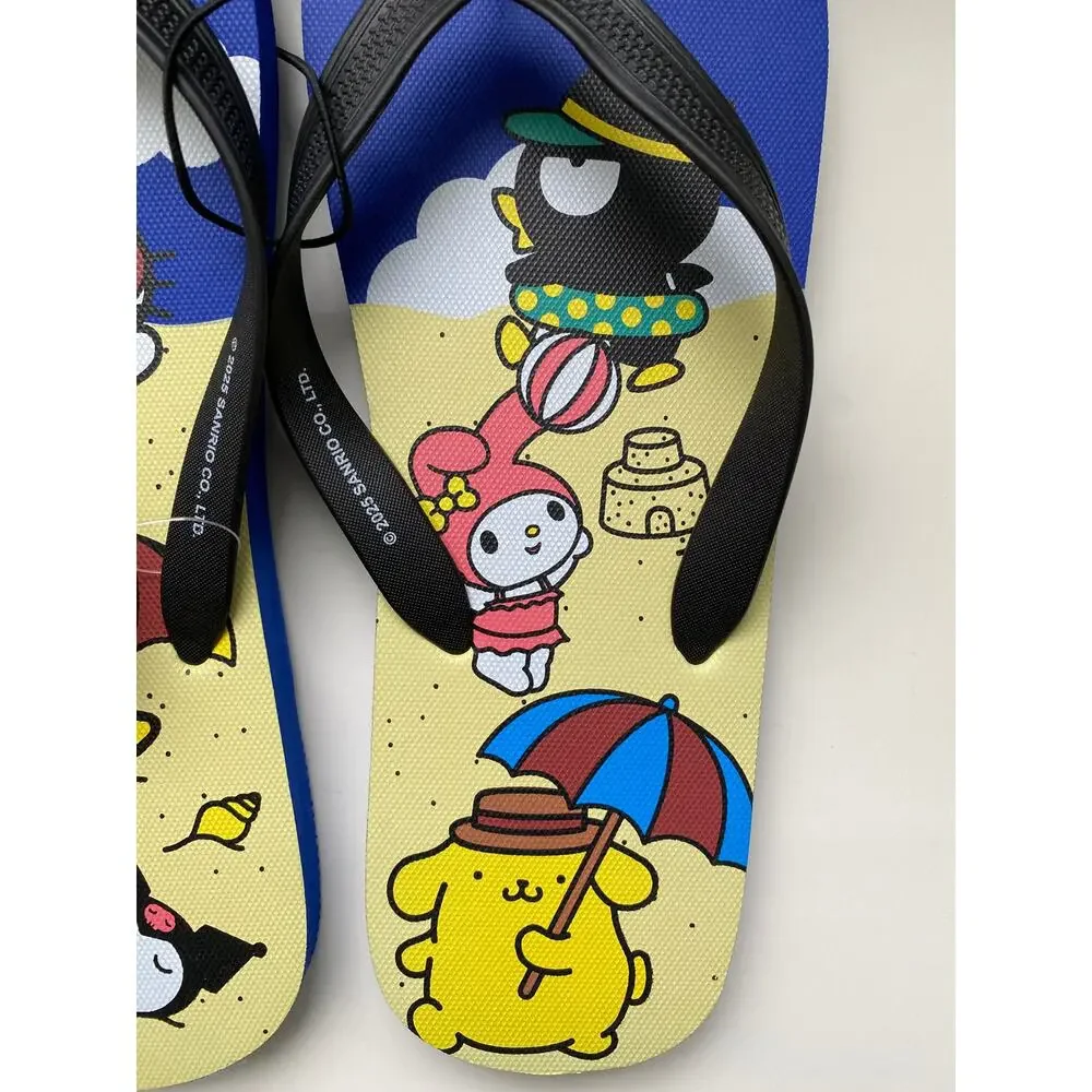 Hello Kitty & Friends Blue Beach Flip Flops Sanrio Printed Rubber NEW Size 13